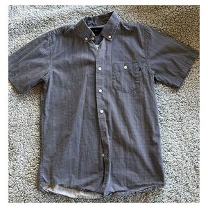 Obey Men’s Small Navy Blue & White Short Sleeve Regular Fit Button Down Shirt.